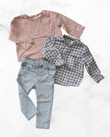 zara ♡ 12-18 mo ♡ plaid shirt & jean 3 piece set