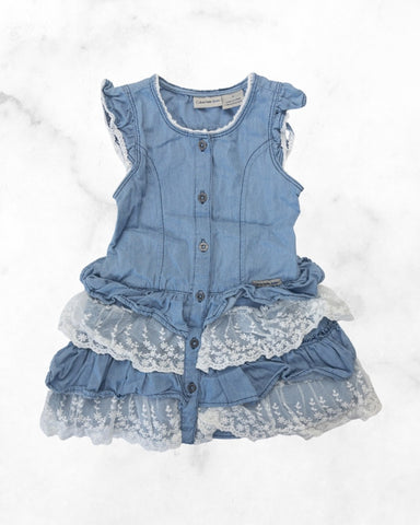 calvin klein ♡ 3t ♡ denim ruffle lace tank dress