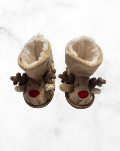 unknown ♡ 6-12 mo ♡ reindeer faux fur lined slippers