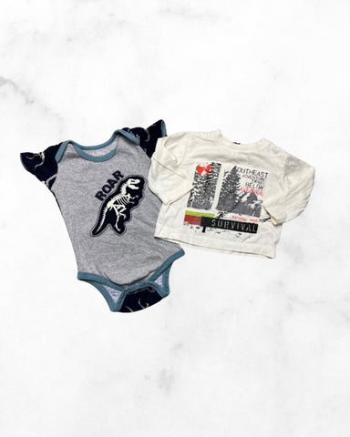 hatley ♡ 6-12 mo ♡ roar dino bodysuit & long sleeve bundle