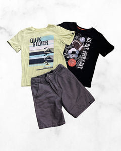 athletic works/quicksilver ♡ 6 ♡ graphic tee & shorts bundle