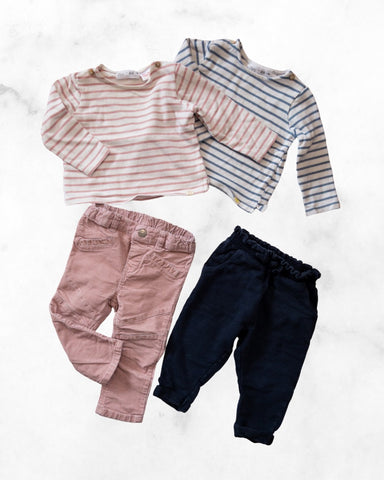 zara/h&m ♡ 9-12 mo ♡ striped long sleeve & bottom bundle