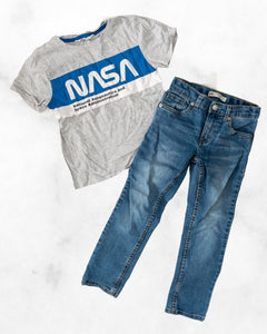 h&m/levis ♡ 7y ♡ nasa t-shirt & jean set