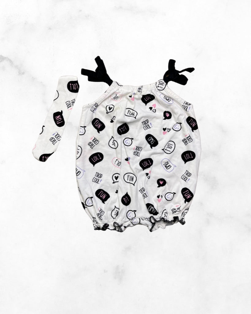 le chat botte ♡ 6 mo ♡ chat bubble romper & headband set