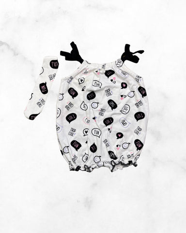 le chat botte ♡ 6 mo ♡ chat bubble romper & headband set