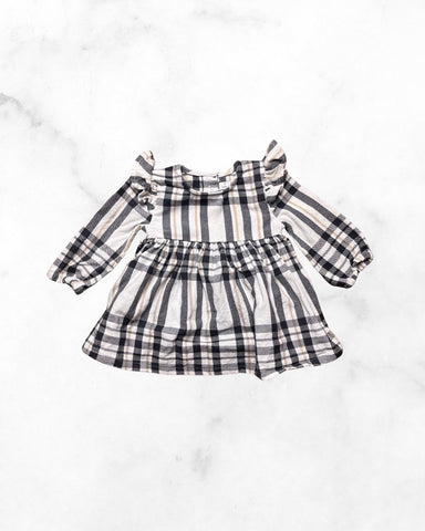 rise little earthling ♡ 3-6 mo ♡ plaid ruffle sleeve dress