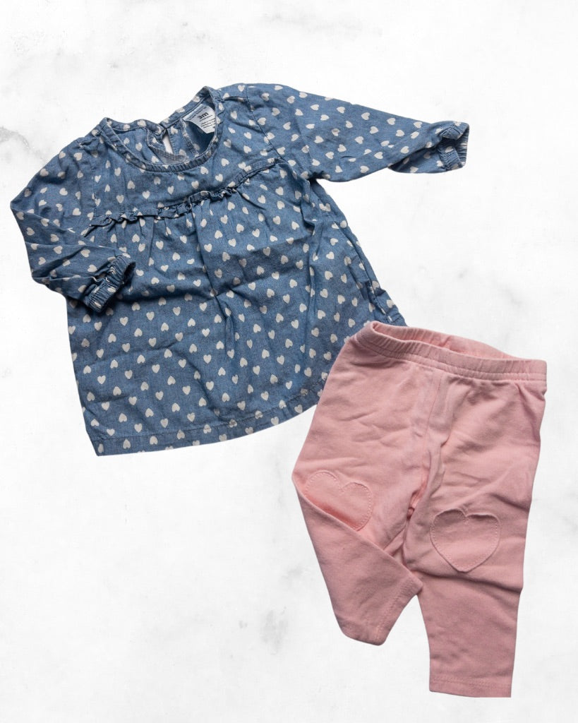 carters ♡ 3 mo ♡ heart long sleeve & legging set