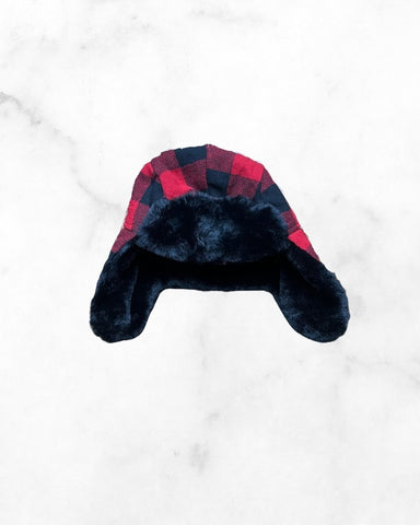 joe fresh ♡ 4-5Y ♡ buffalo plaid fur lined hat