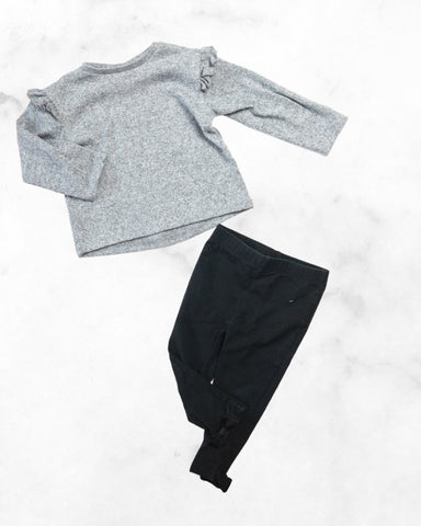 zara/ ralph lauren ♡ 9-12/ 18 mo ♡ soft grey long sleeve & leggings