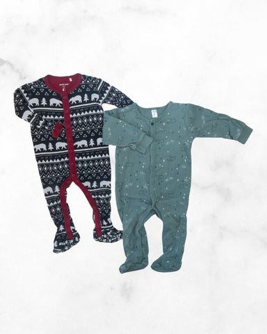 petit lem ♡ 12 mo ♡ snap footie pj bundle