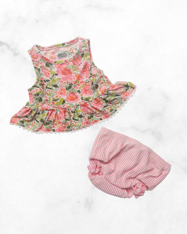 mud pie ♡ 3-6 mo ♡ floral & striped 2-piece swim suit