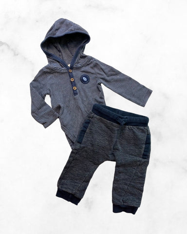 enfant/zc bio ♡ 9 mo ♡ jogger & hooded bodysuit set