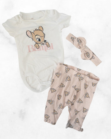 h&m ♡ 2-4 mo ♡ bambi 3 piece set