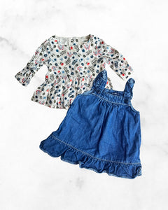 gymboree/gap ♡ 3-6 mo ♡ denim jumper & peplum shirt bundle