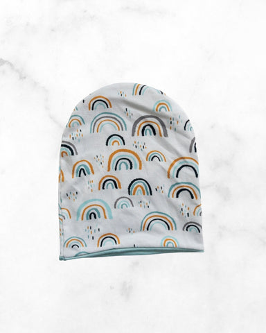unknown ♡ 3-6 mo ♡ rainbow reversible cotton beanie