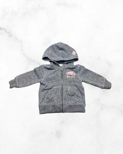 roots ♡ 6-12 mo ♡ salt & pepper pink logo zip up hoodie