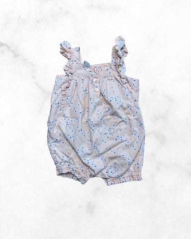 unknown ♡ 3-6 mo ♡ floral ruffle henley romper