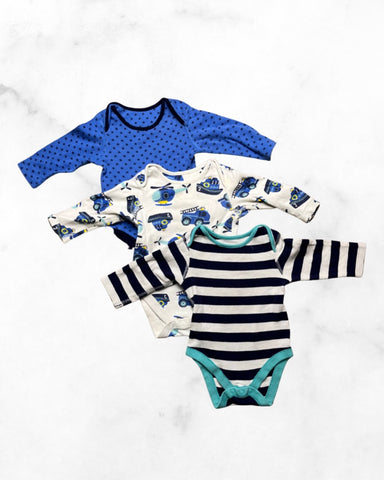 m&s ♡ 6-9 mo ♡ blue & white bodysuit bundle
