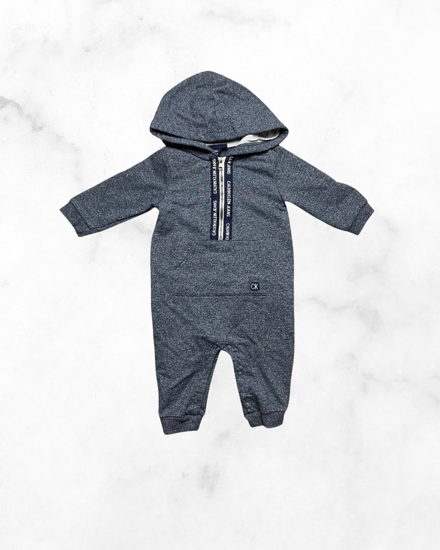 calvin klein ♡ 3-6 mo ♡ half zip hooded romper