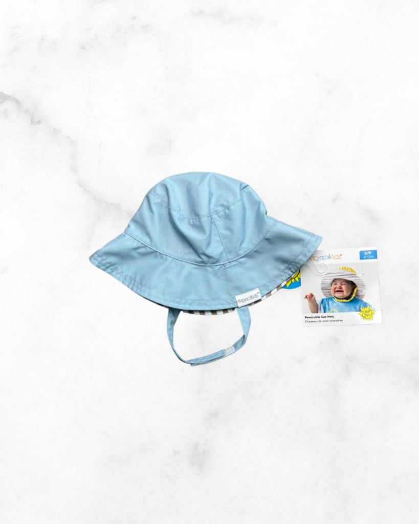 flap jack kids ♡ 6-12 mo ♡ blue reversible sun hat