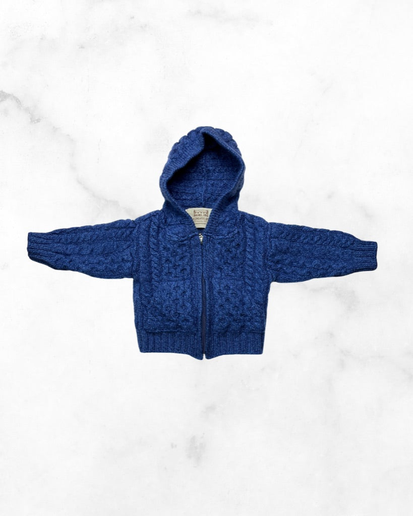 aran sweater market ♡ 12-18 mo ♡ merino wool full zip knit hoodie