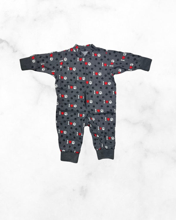 unknown ♡ 12-18 mo ♡ I heart paw print cozy sleep romper