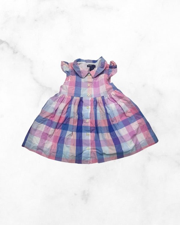 gap ♡ 18-24 mo ♡ pink & blue buffalo plaid dress