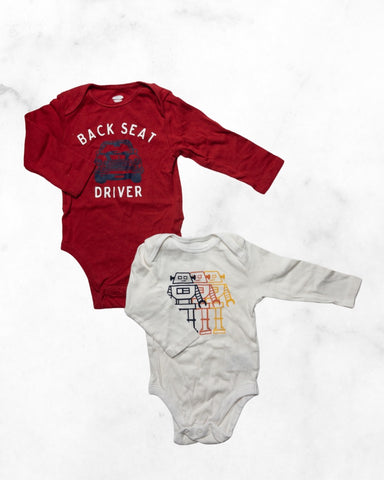 old navy ♡ 6-12 mo ♡ graphic long sleeve bodysuit bundle