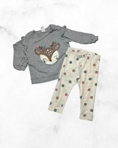h&m ♡ 9-12 mo ♡ deer sweatshirt & legging set