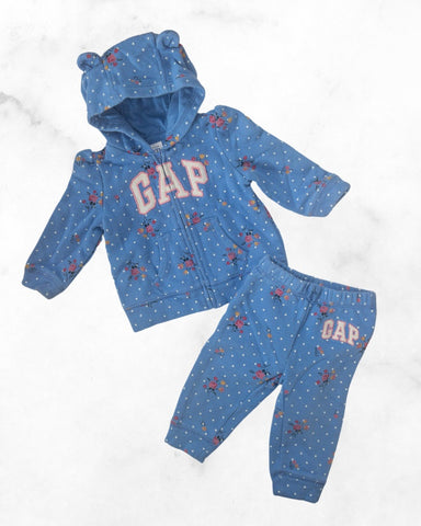 gap ♡ 6-12 mo ♡ floral big logo zip up & jogger set