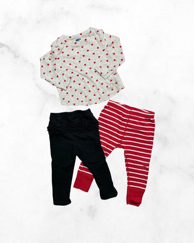 old navy/hannah andersson ♡ 18-24 mo ♡ heart long sleeve & bottoms bundle