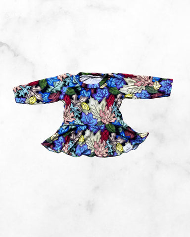the bailey baby ♡ nb ♡ coloured leaves long sleeve peplum top