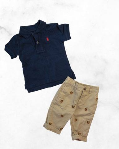 ralph lauren ♡ 6-9 mo ♡ navy polo & khakis bundle