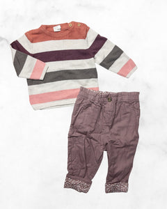 h&m ♡ 6-12 mo ♡ striped knit sweater & pants bundle