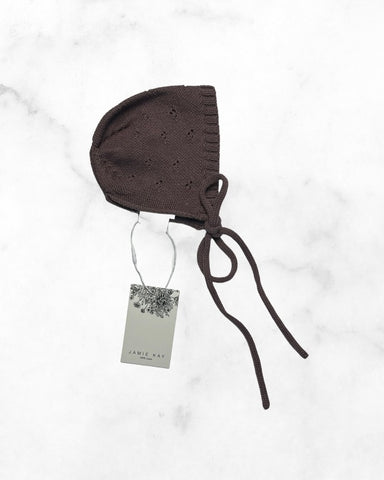 jamie kay ♡ 0-3 mo ♡ brown knitted baby bonnet