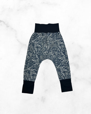 nin9 ♡ 6 mo - 3T ♡ dark blue floral grow with me pants