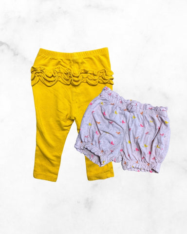 gap/old navy ♡ 6-12 mo ♡ ruffle bum legging & bird bubble shorts bundle