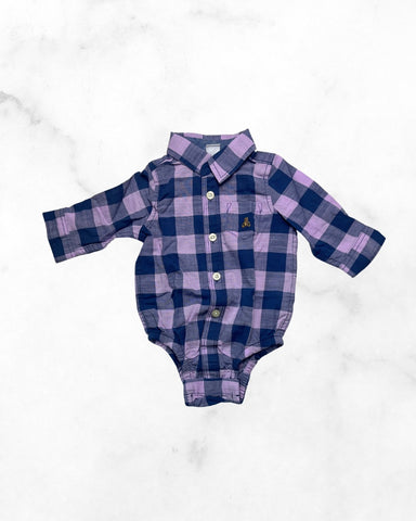 gap ♡ 3-6 mo ♡ purple buffalo plaid bodysuit