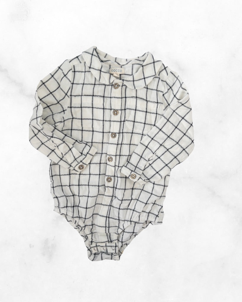 gocco ♡ 12-18 mo ♡ checkered button up bodysuit