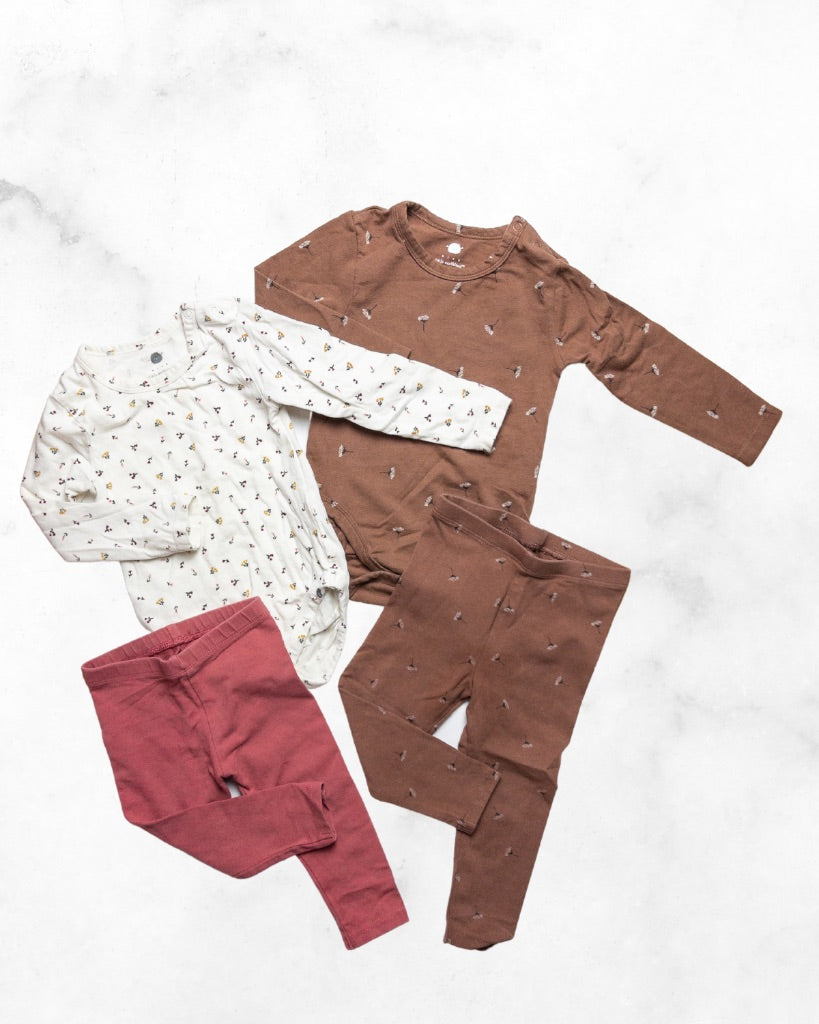 rise little earthling ♡ 12-18 mo ♡ 2-set floral onesie & legging bundle