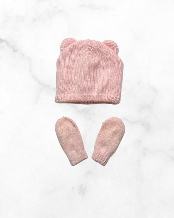 joe fresh ♡ 0-12 mo ♡ knit bear hat & mittens set