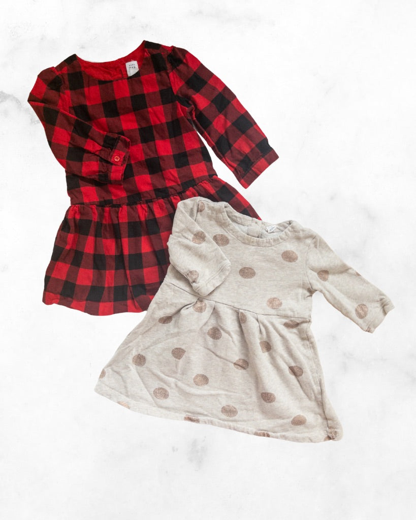 gap ♡ 3t ♡ polka dot & plaid dress bundle