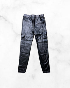 shein ♡ 9Y ♡ faux leather cargo pants