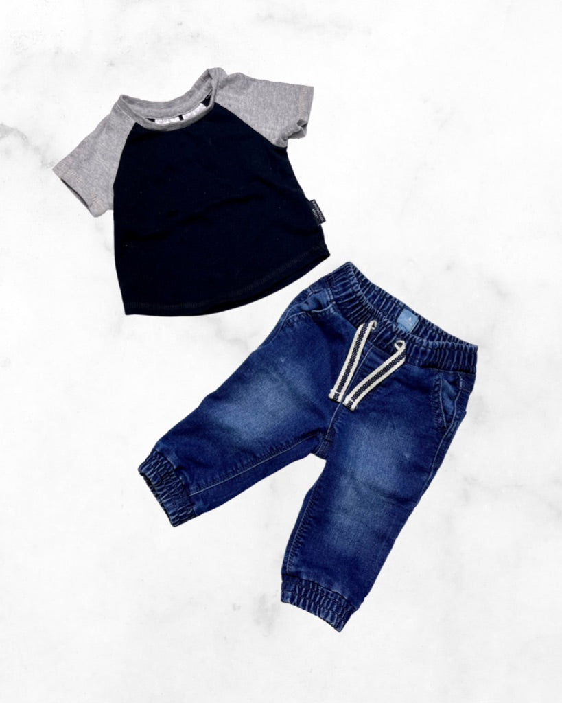 gap/kardasian kids ♡ 6-12 mo ♡ baseball tee & jean set