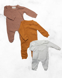 three bees baby ♡ 3-6 mo ♡ waffle snap romper bundle