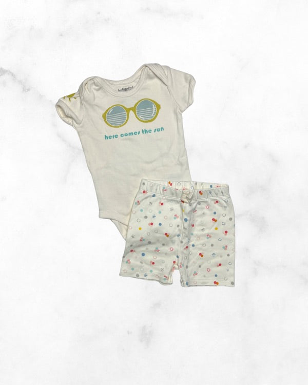 indigo ♡ 3-6 mo ♡ here comes the sun bodysuit & short set