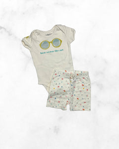 indigo ♡ 3-6 mo ♡ here comes the sun bodysuit & short set