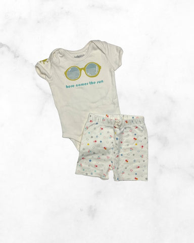 indigo ♡ 3-6 mo ♡ here comes the sun bodysuit & short set