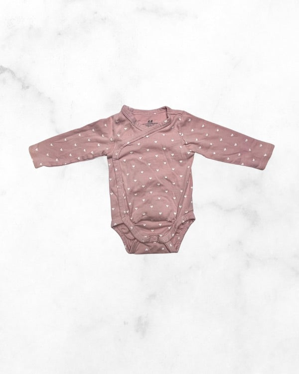 h&m ♡ 2-4 mo ♡ kimono long sleeve heart bodysuit