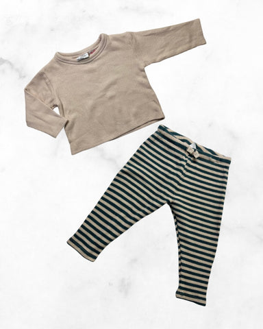 zara ♡ 12-18 mo ♡ teal striped waffle set